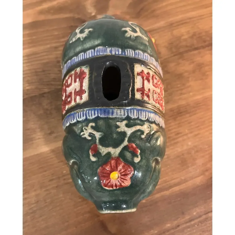 Gump’s Ceramic Piggy Bank Green Celadon Double‎ Happiness Asian Decor